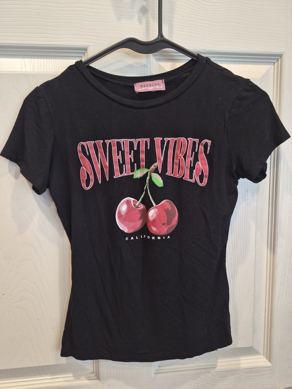 5/25 Sweet Vibes Black Graphic Tee with Cherries